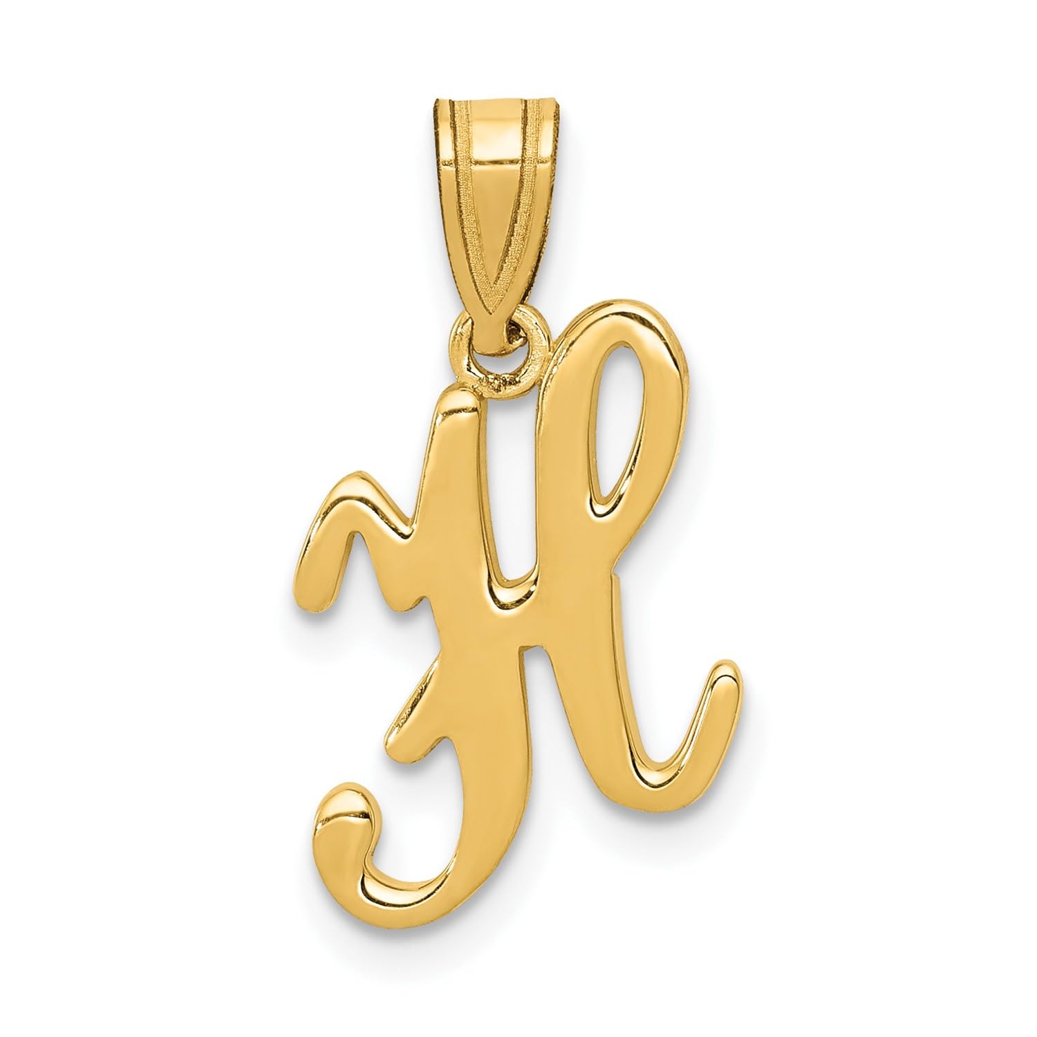 14K Yellow Gold Script Font Initial Monogram Pendant, 13mm - JewelryAffairs