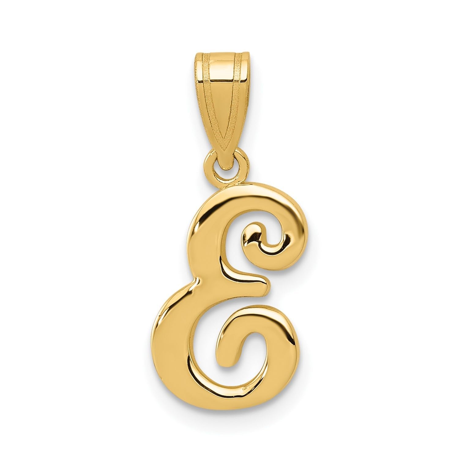 14K Yellow Gold Script Font Initial Monogram Pendant, 13mm - JewelryAffairs