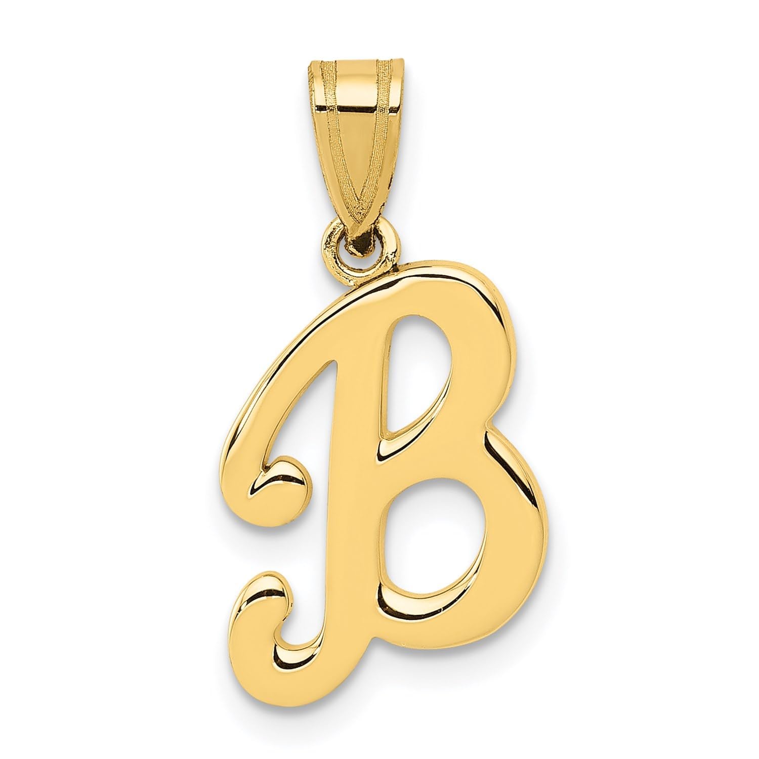 14K Yellow Gold Script Font Initial Monogram Pendant, 13mm - JewelryAffairs