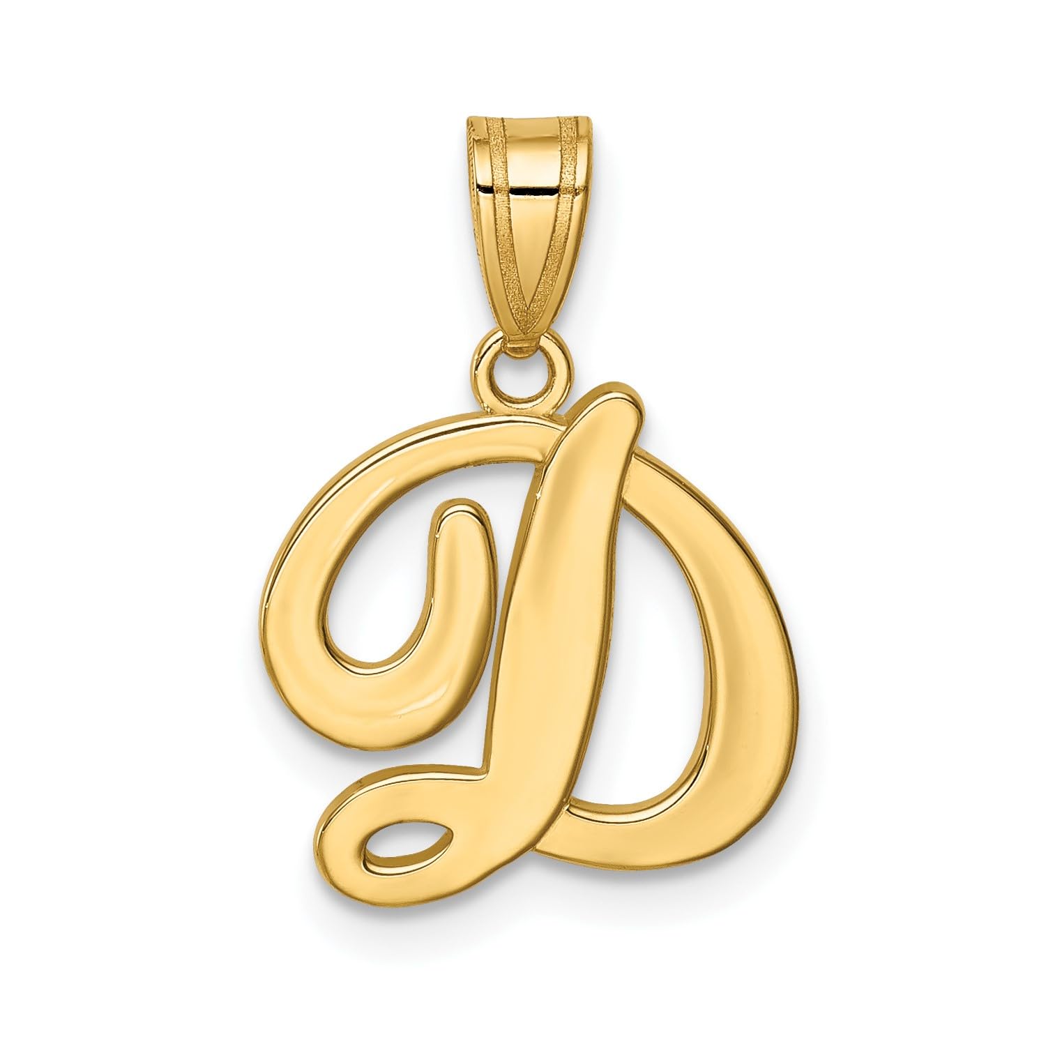 14K Yellow Gold Script Font Initial Monogram Pendant, 13mm - JewelryAffairs