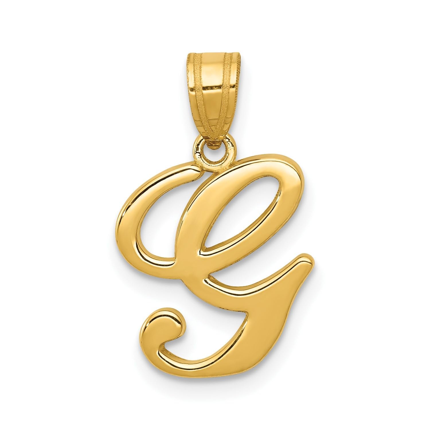 14K Yellow Gold Script Font Initial Monogram Pendant, 13mm - JewelryAffairs