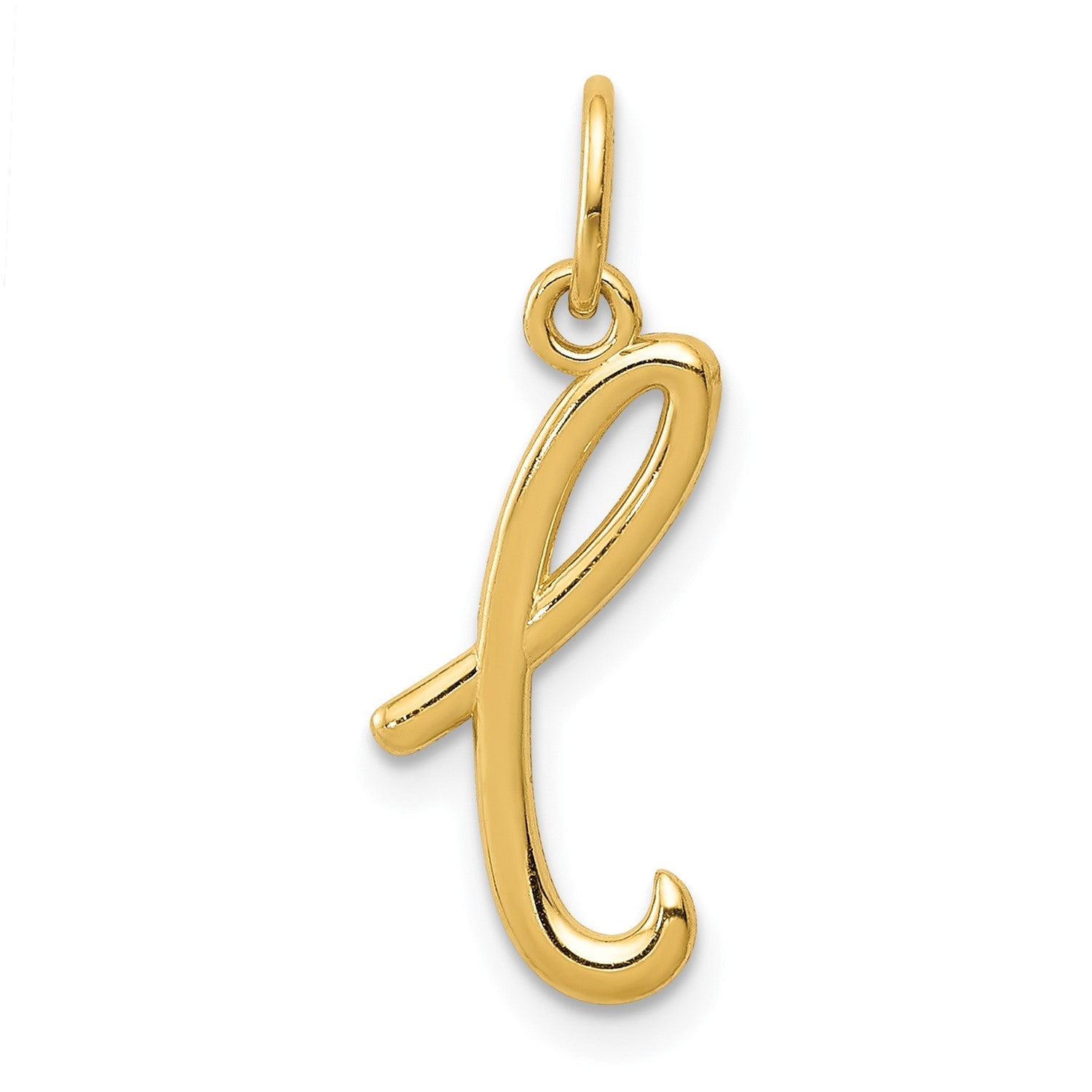 14k Yellow Gold Script Initial Charm Pendant, 14 x10mm - JewelryAffairs