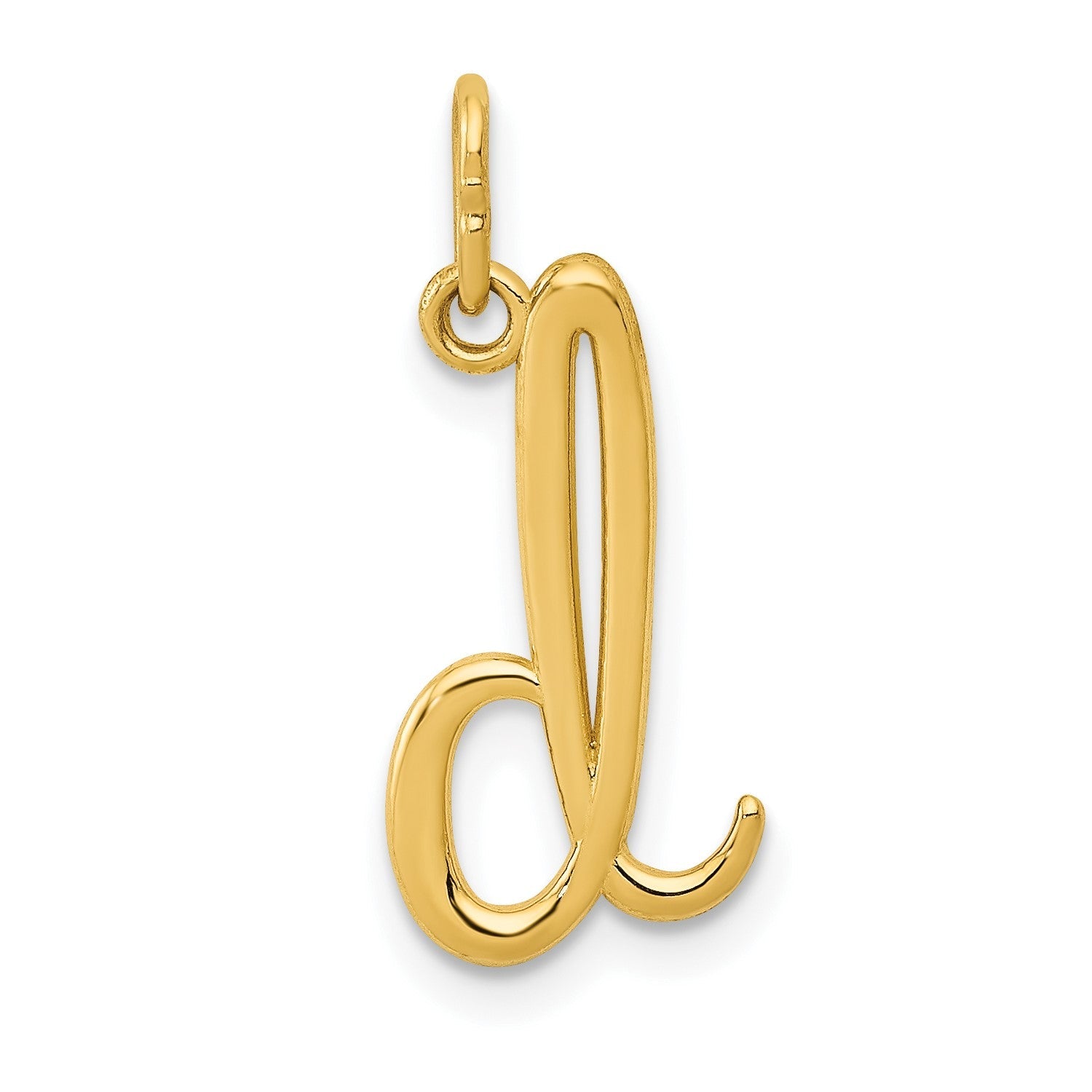 14k Yellow Gold Script Initial Charm Pendant, 14 x10mm - JewelryAffairs