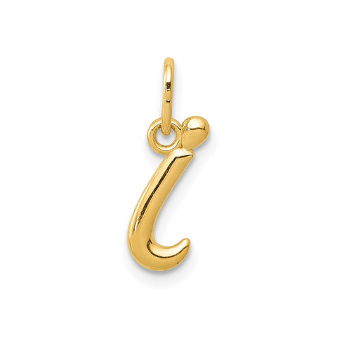 14k Yellow Gold Script Initial Charm Pendant, 14 x10mm