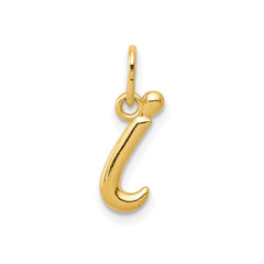 14k Yellow Gold Script Initial Charm Pendant, 14 x10mm