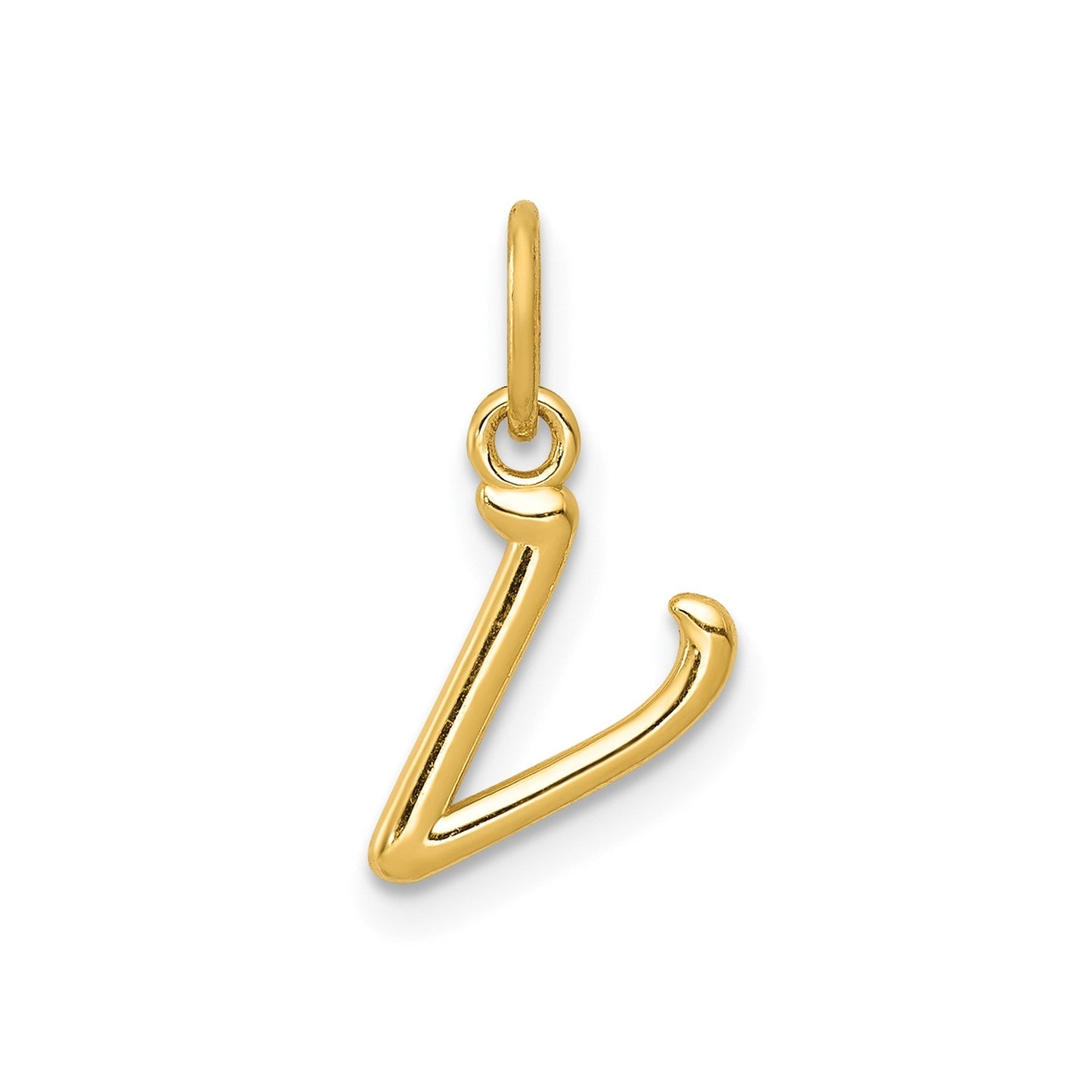 14k Yellow Gold Script Initial Charm Pendant, 14 x10mm - JewelryAffairs