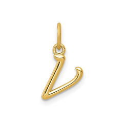 14k Yellow Gold Script Initial Charm Pendant, 14 x10mm