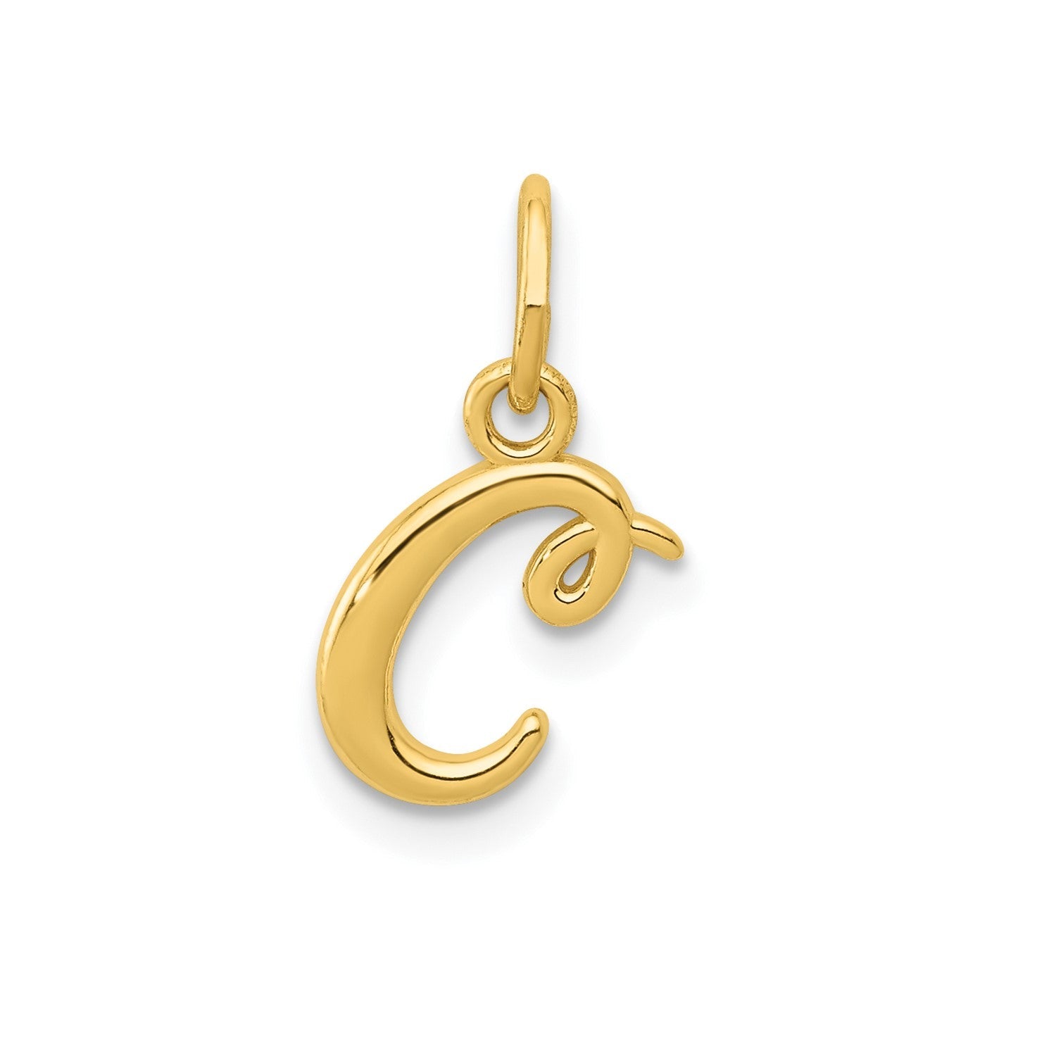 14k Yellow Gold Script Initial Charm Pendant, 14 x10mm - JewelryAffairs
