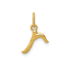 14k Yellow Gold Script Initial Charm Pendant, 14 x10mm