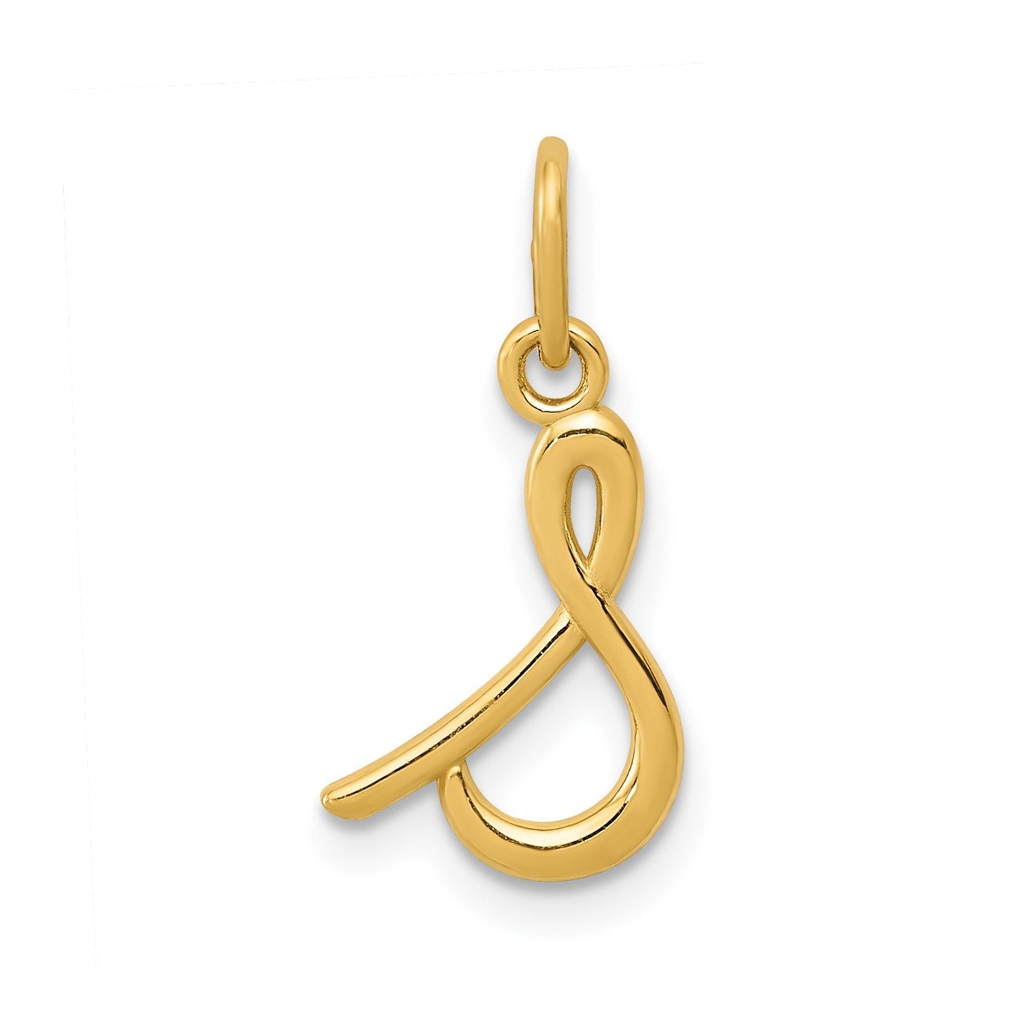 14k Yellow Gold Script Initial Charm Pendant, 14 x10mm - JewelryAffairs