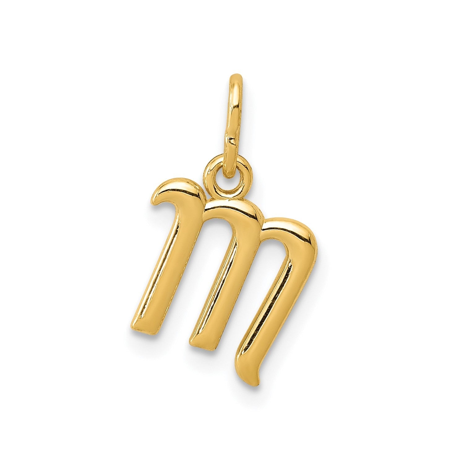 14k Yellow Gold Script Initial Charm Pendant, 14 x10mm - JewelryAffairs