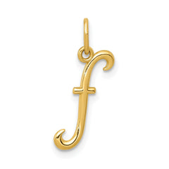 14k Yellow Gold Script Initial Charm Pendant, 14 x10mm
