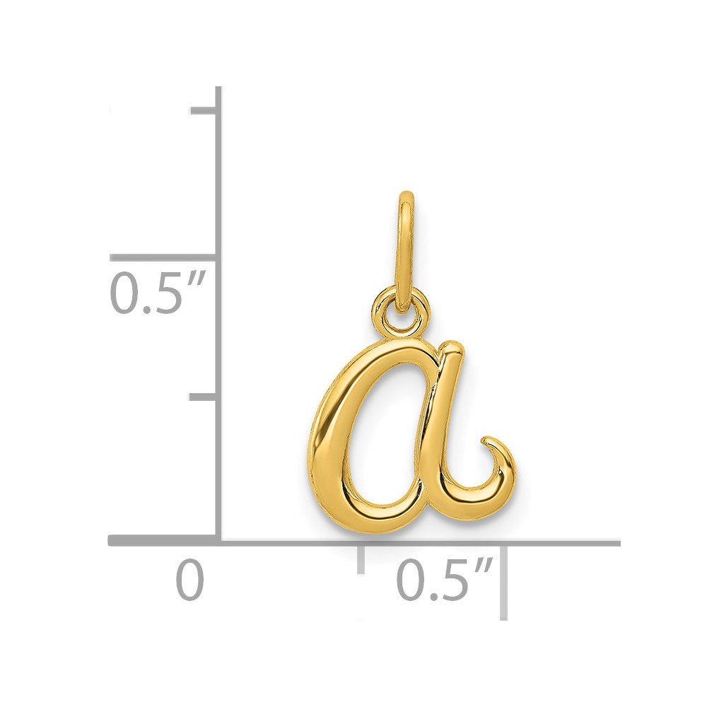 14k Yellow Gold Script Initial Charm Pendant, 14 x10mm - JewelryAffairs
