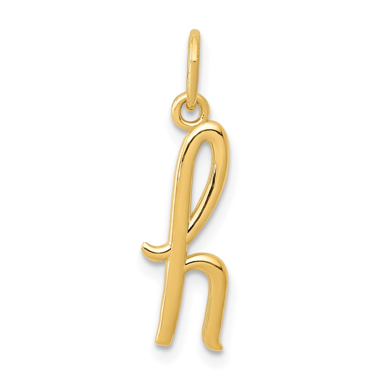14k Yellow Gold Script Initial Charm Pendant, 14 x10mm - JewelryAffairs