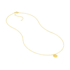 14k Yellow Gold Seashell Pendant Adjustable Necklace, 16"to 18"