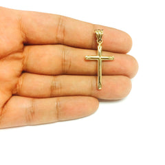 14k Yellow Gold Shiny Round Tube Cross Pendant - JewelryAffairs
