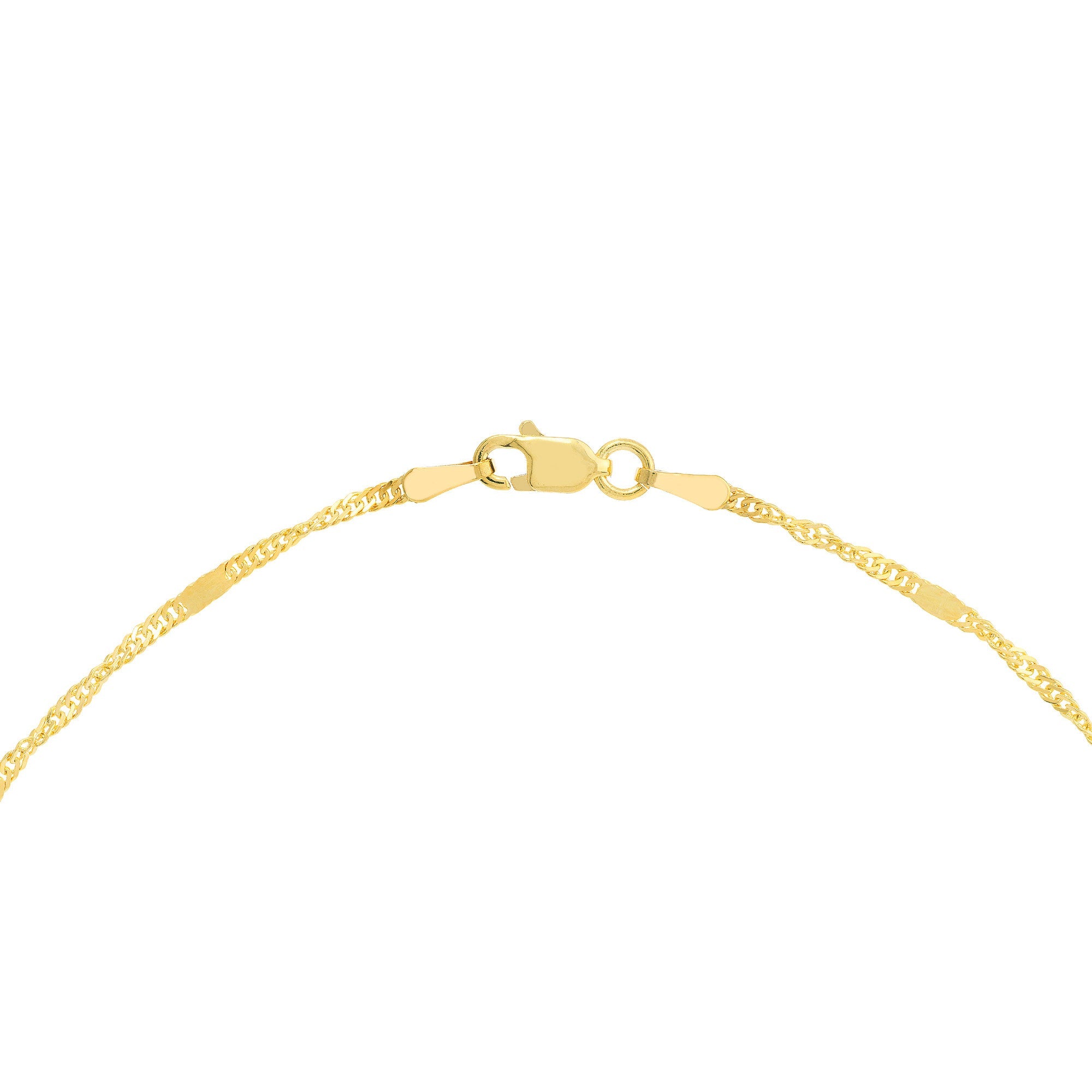 14k Yellow Gold Singapore Flat Saturn Chain Anklet, 10"