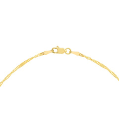 14k Yellow Gold Singapore Flat Saturn Chain Anklet, 10"