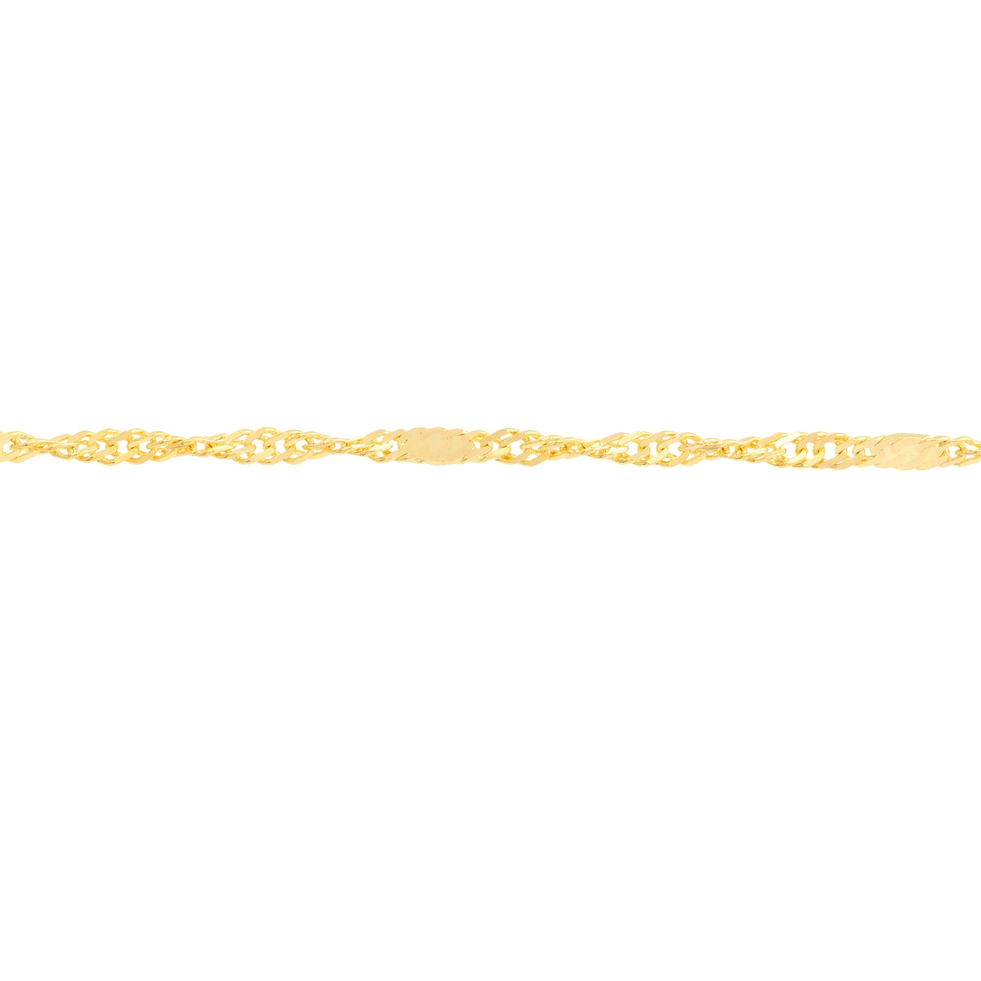 14k Yellow Gold Singapore Flat Saturn Chain Anklet, 10"