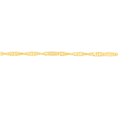 14k Yellow Gold Singapore Flat Saturn Chain Anklet, 10"