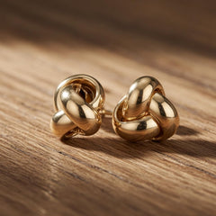 14k Yellow Gold Single Row Love Knot Stud Earrings, 9mm - JewelryAffairs