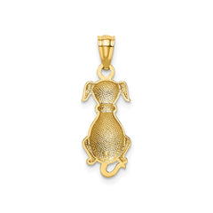 14k Yellow Gold Sitting Dog Charm Pendant, 24x8mm - JewelryAffairs