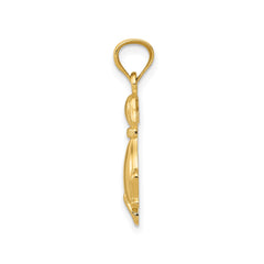 14k Yellow Gold Sitting Dog Charm Pendant, 24x8mm - JewelryAffairs