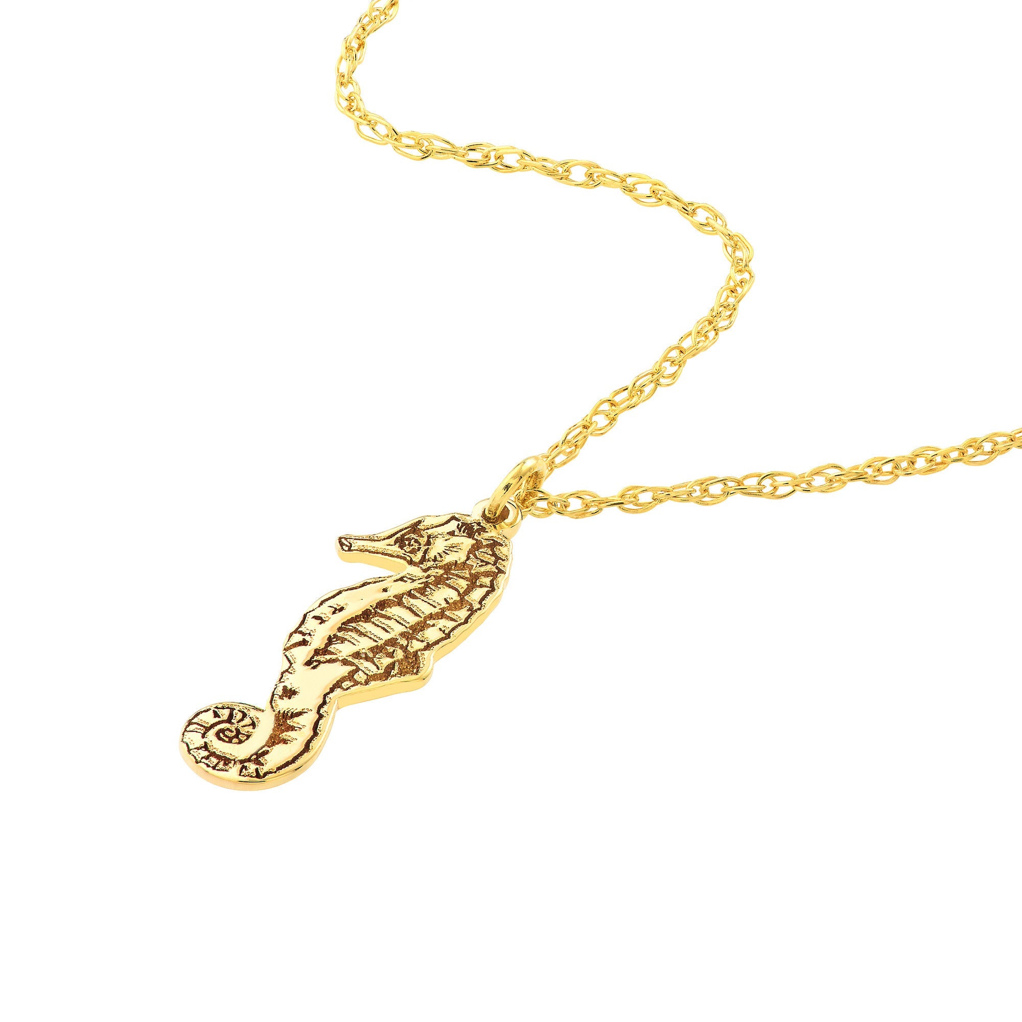 14k Yellow Gold So You Seahorse Pendant Necklace, 18" - JewelryAffairs