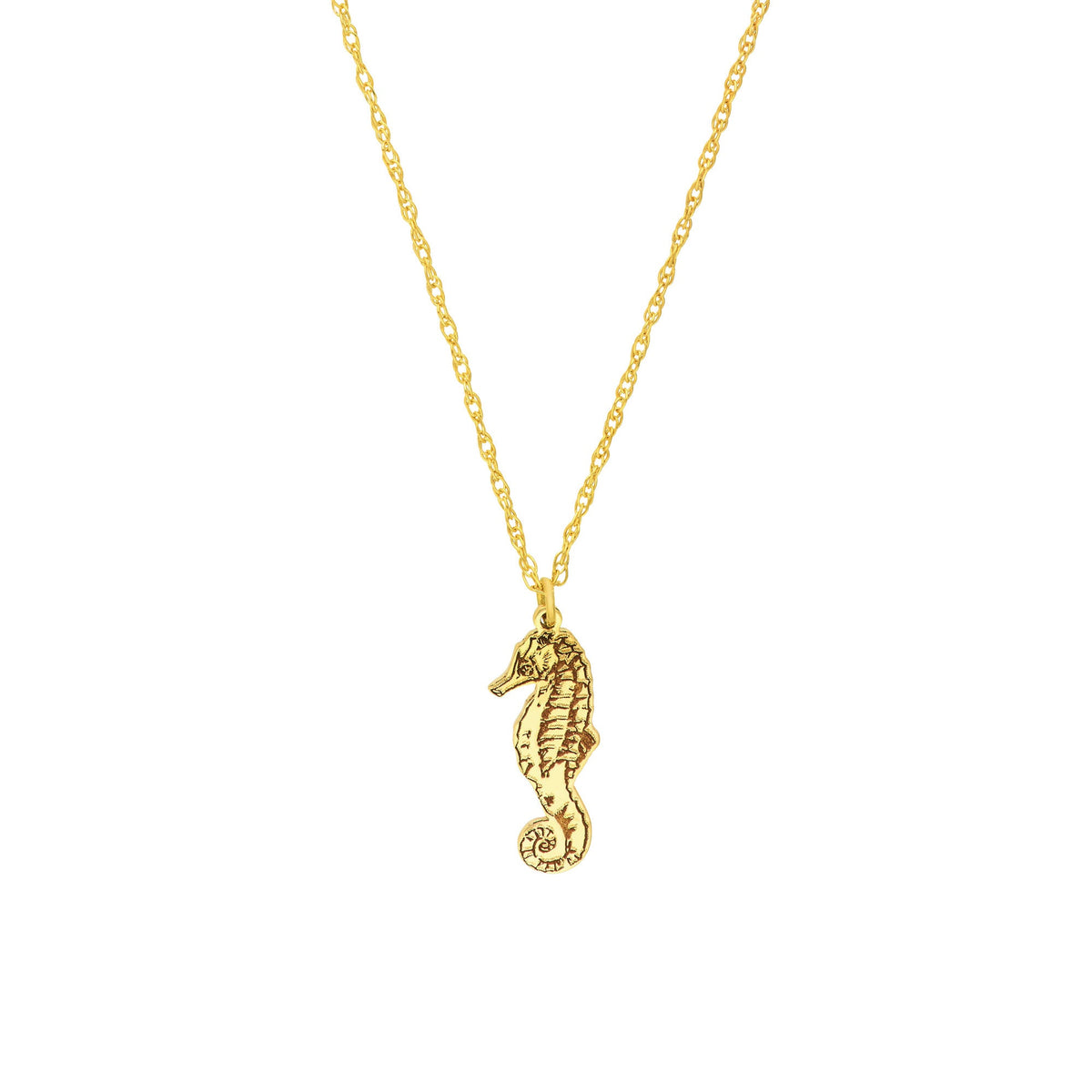 14k Yellow Gold So You Seahorse Pendant Necklace, 18" - JewelryAffairs