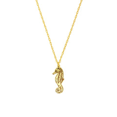 14k Yellow Gold So You Seahorse Pendant Necklace, 18" - JewelryAffairs