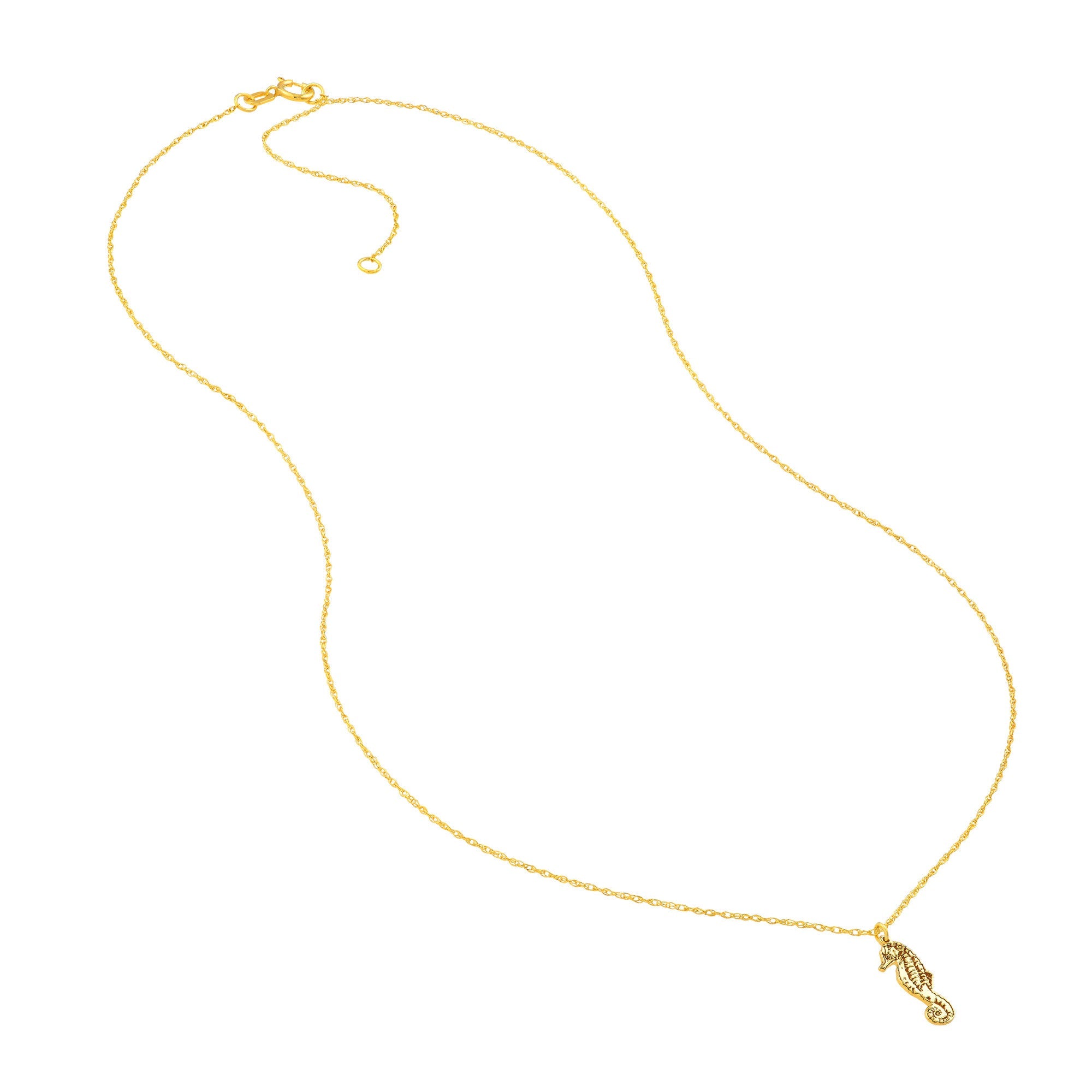14k Yellow Gold So You Seahorse Pendant Necklace, 18" - JewelryAffairs