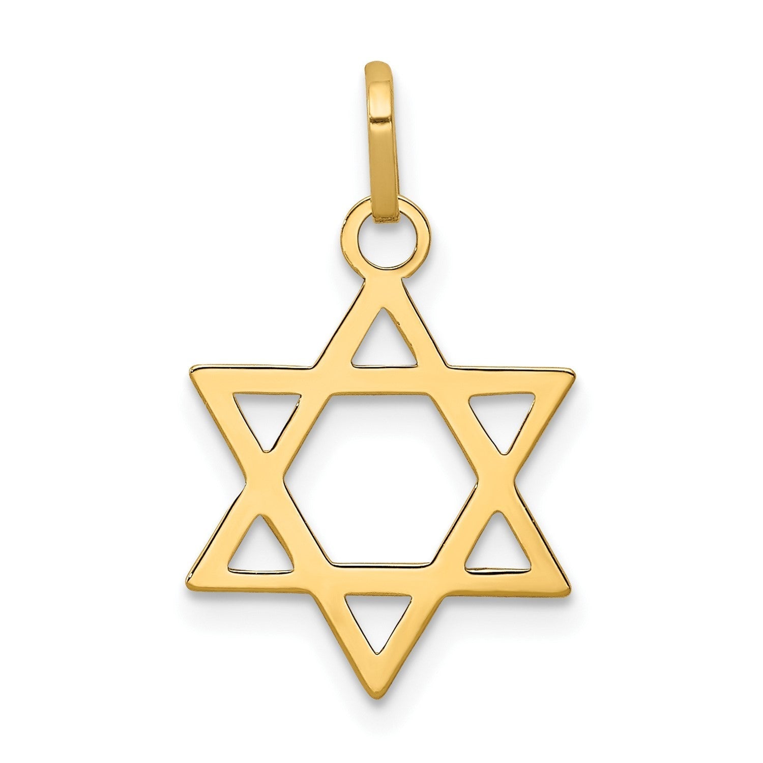 14k Yellow Gold Star of David Pendant Charm, 21x14mm - JewelryAffairs
