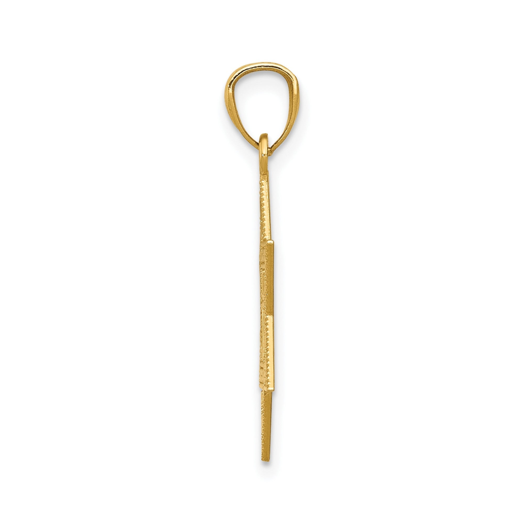 14K Yellow Gold Star of David with Cross Pendant, Diamond - Cut Design, 26mm x 16mm - JewelryAffairs