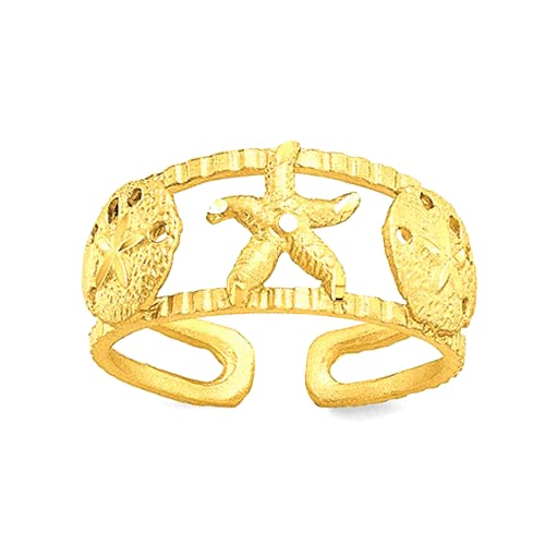 14k Yellow Gold Starfish Adjustable Toe Ring - JewelryAffairs