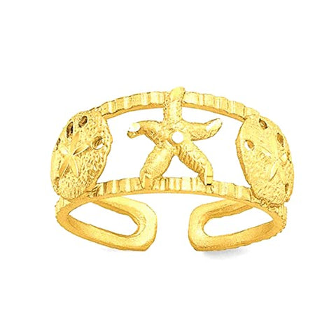 14k Yellow Gold Starfish Adjustable Toe Ring
