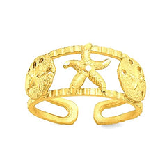 14k Yellow Gold Starfish Adjustable Toe Ring - JewelryAffairs
