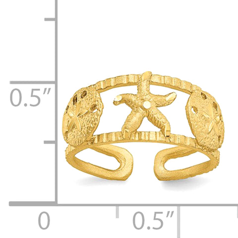 14k Yellow Gold Starfish Adjustable Toe Ring