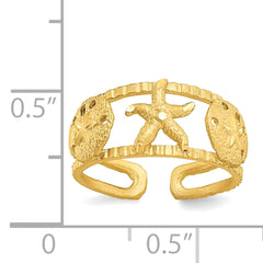 14k Yellow Gold Starfish Adjustable Toe Ring - JewelryAffairs