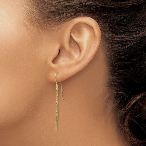14K Yellow Gold Strand Chain Tassel Drop Earrings