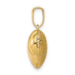 14K Yellow Gold Textured 3 - D Heart Pendant, 22x16mm - JewelryAffairs