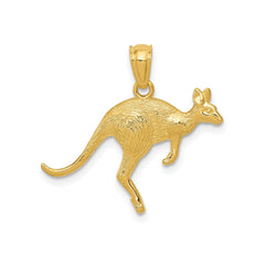14k Yellow Gold Textured Kangaroo Pendant,17x24mm