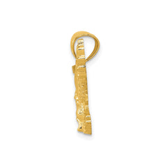 14k Yellow Gold Textured Landing Eagle Pendant Charm, 16x16