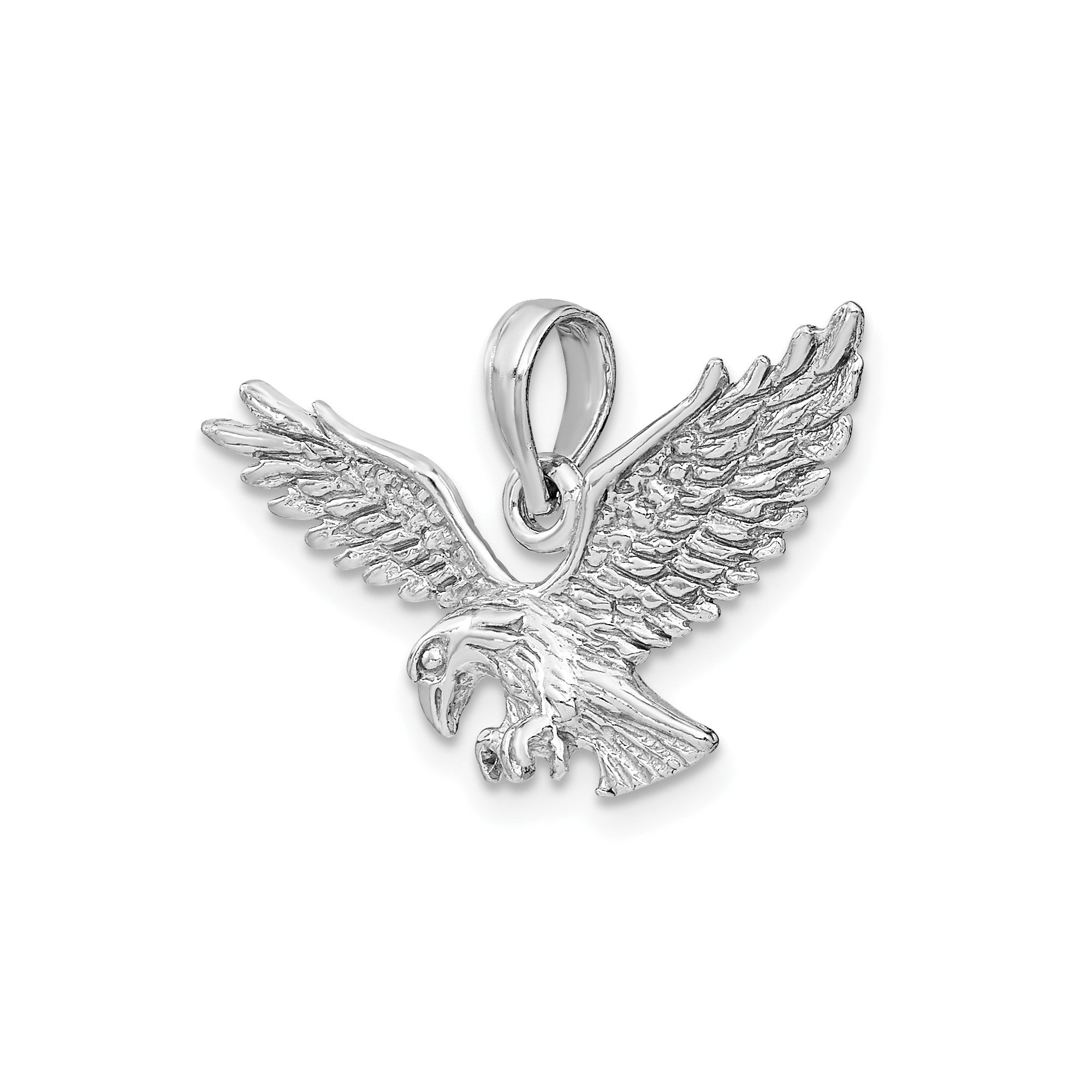 14k Yellow Gold Textured Landing Eagle Pendant Charm, 16x16 - JewelryAffairs