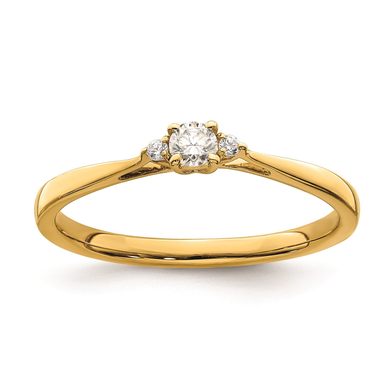 14k Yellow Gold Three Stone Diamond Promise Engagement Ring - JewelryAffairs