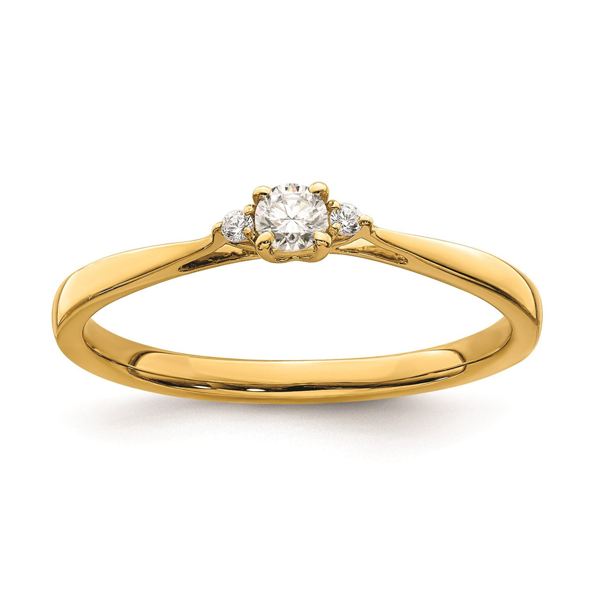 14k Yellow Gold Three Stone Diamond Promise Engagement Ring - JewelryAffairs