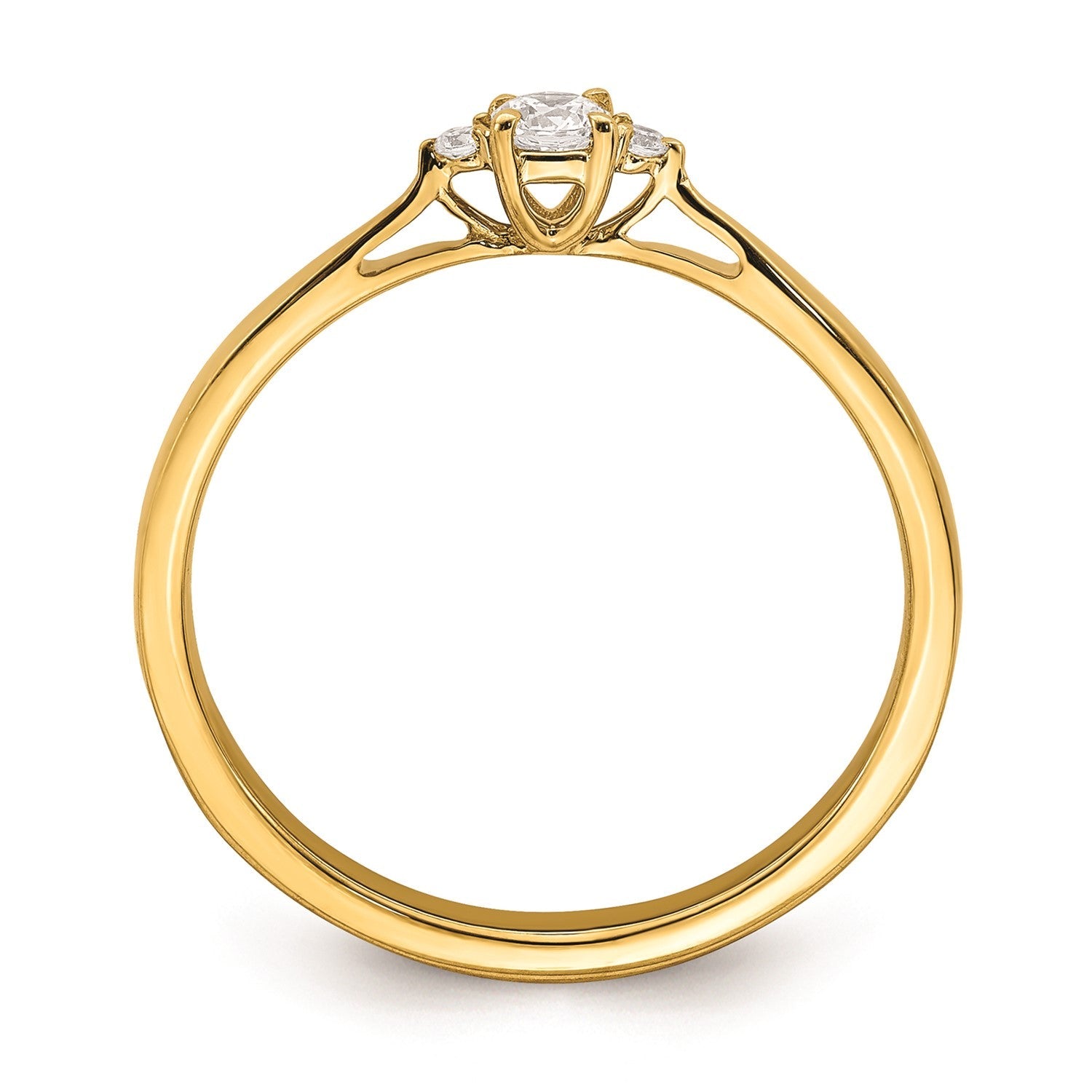 14k Yellow Gold Three Stone Diamond Promise Engagement Ring - JewelryAffairs