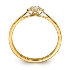 14k Yellow Gold Three Stone Diamond Promise Engagement Ring - JewelryAffairs