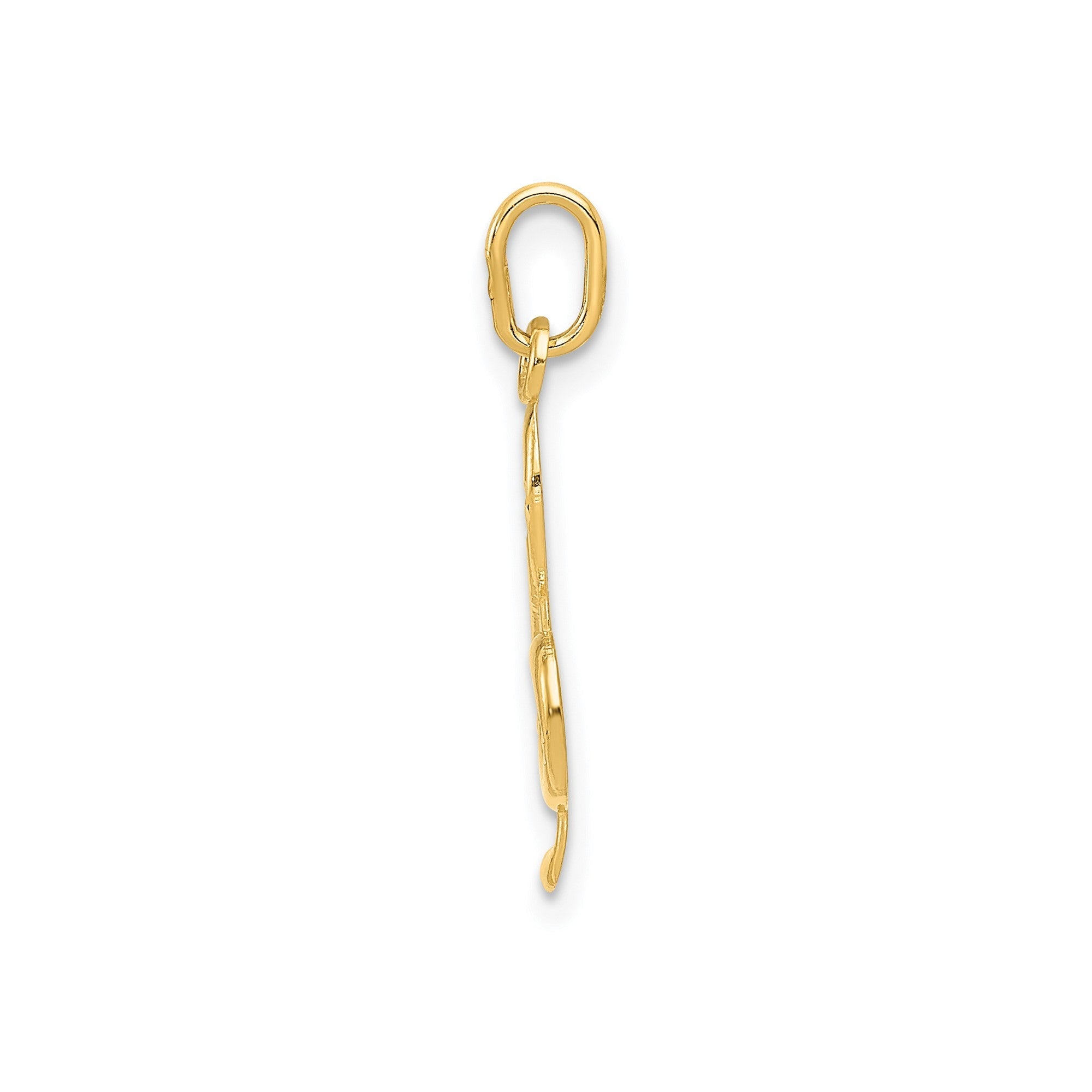 14K Yellow Gold Treble Clef Musical Note Pendant, 21mm x 5mm - JewelryAffairs