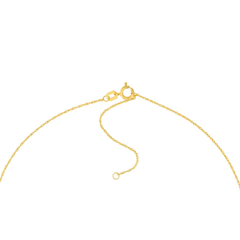 14k Yellow Gold Wavy Puff Heart Rope Adjustable Necklace, 18"