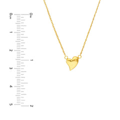 14k Yellow Gold Wavy Puff Heart Rope Adjustable Necklace, 18"